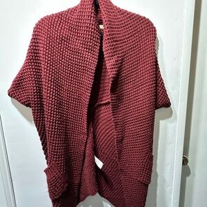 Maroon Open-Front Cardigan